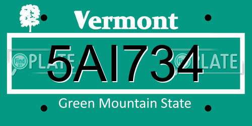 5AI734 Vermont License Plate