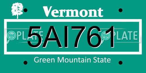 5AI761 Vermont License Plate