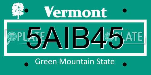 5AIB45 Vermont License Plate
