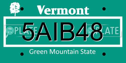 5AIB48 Vermont License Plate