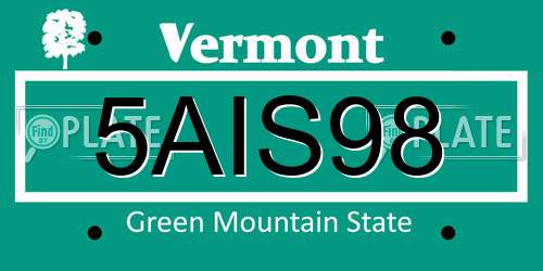5AIS98 Vermont License Plate