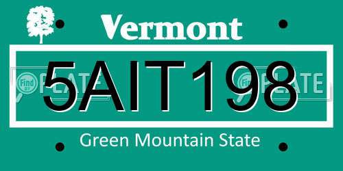 5AIT198 Vermont License Plate