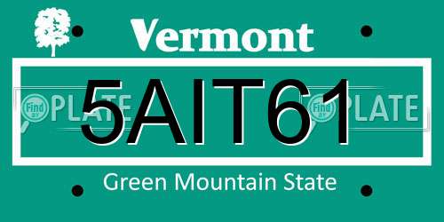 5AIT61 Vermont License Plate