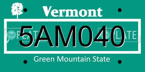 5AM040 Vermont License Plate