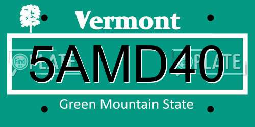 5AMD40 Vermont License Plate