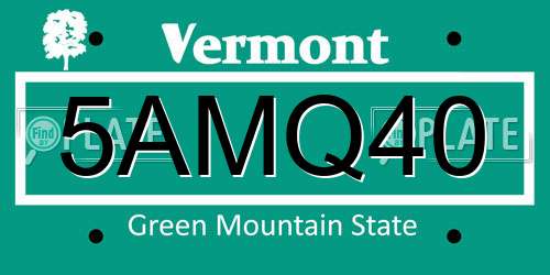 5AMQ40 Vermont License Plate