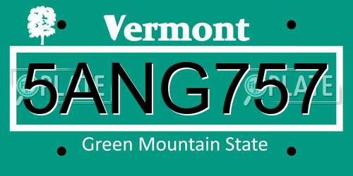 5ANG757 Vermont License Plate
