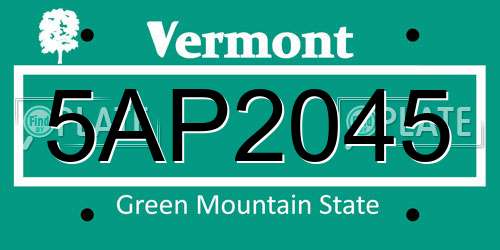 5AP2045 Vermont License Plate