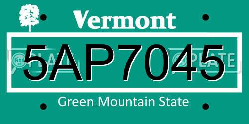 5AP7045 Vermont License Plate