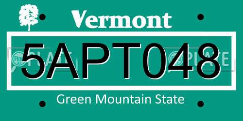 5APT048 Vermont License Plate