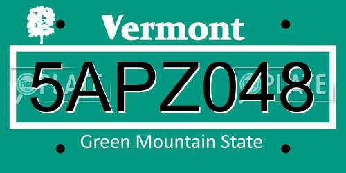 5APZ048 Vermont License Plate