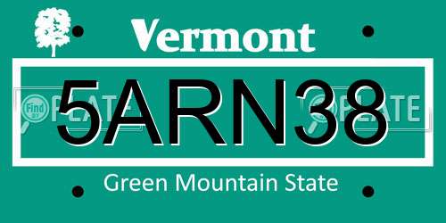 5ARN38 Vermont License Plate