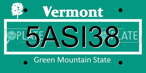 5ASI38 Vermont License Plate