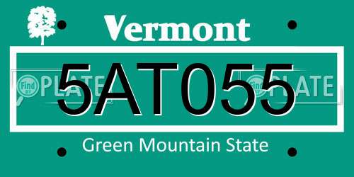 5AT055 Vermont License Plate