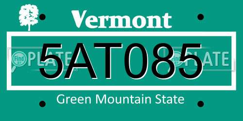 5AT085 Vermont License Plate