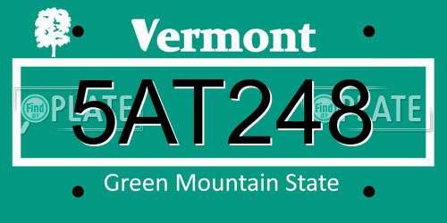 5AT248 Vermont License Plate