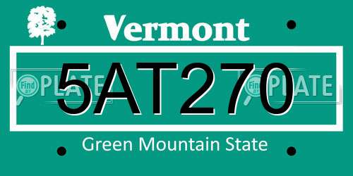 5AT270 Vermont License Plate