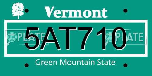 5AT710 Vermont License Plate