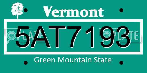 5AT7193 Vermont License Plate