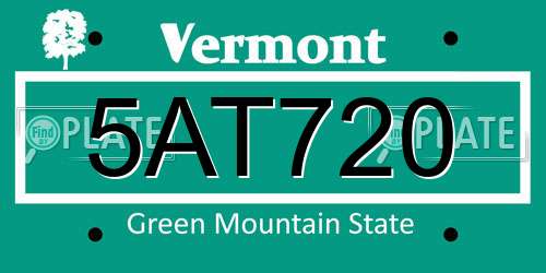 5AT720 Vermont License Plate