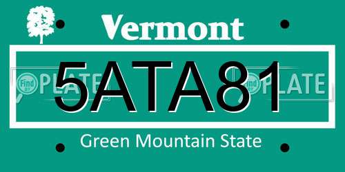 5ATA81 Vermont License Plate
