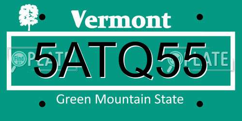 5ATQ55 Vermont License Plate