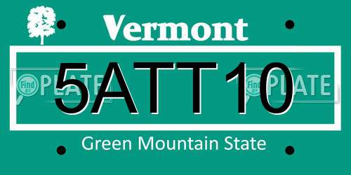 5ATT10 Vermont License Plate