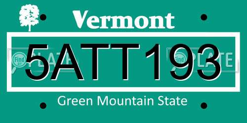 5ATT193 Vermont License Plate