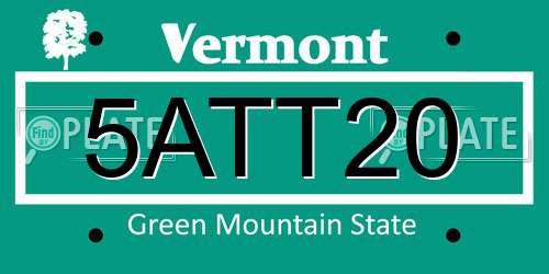 5ATT20 Vermont License Plate