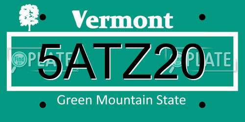5ATZ20 Vermont License Plate