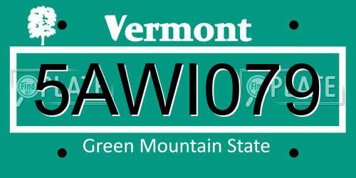 5AWI079 Vermont License Plate