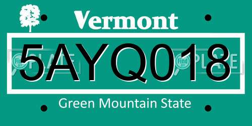 5AYQ018 Vermont License Plate