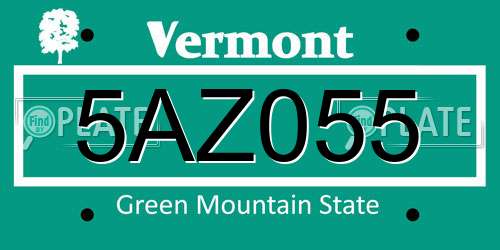 5AZ055 Vermont License Plate