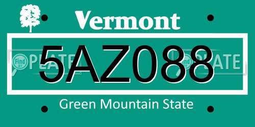 5AZ088 Vermont License Plate