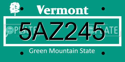 5AZ245 Vermont License Plate