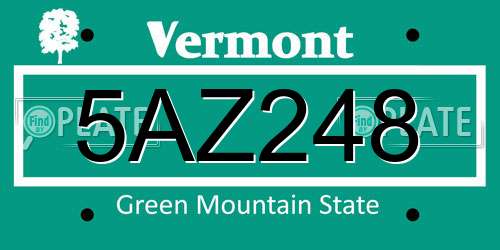 5AZ248 Vermont License Plate