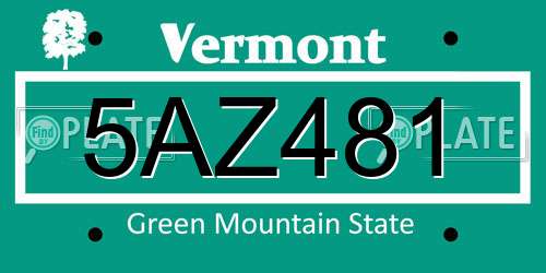 5AZ481 Vermont License Plate