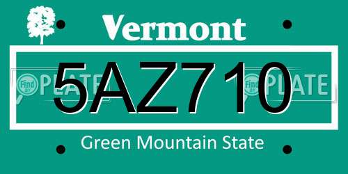 5AZ710 Vermont License Plate