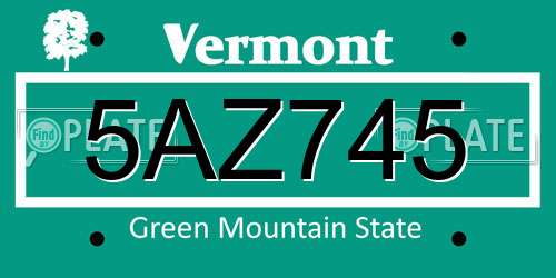 5AZ745 Vermont License Plate