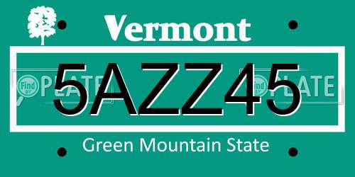 5AZZ45 Vermont License Plate