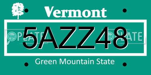 5AZZ48 Vermont License Plate