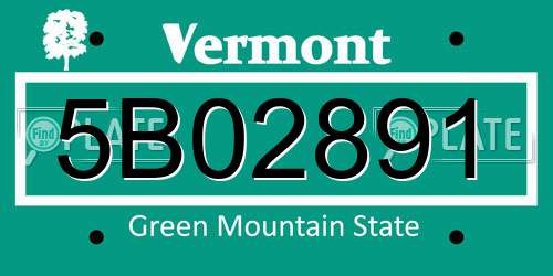 5B02891 Vermont License Plate