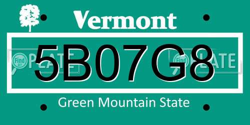 5B07G8 Vermont License Plate