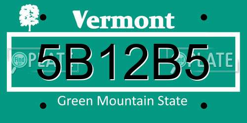 5B12B5 Vermont License Plate