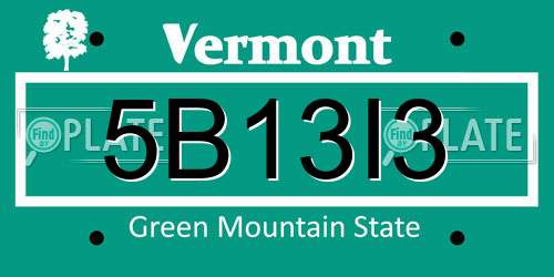 5B13I3 Vermont License Plate