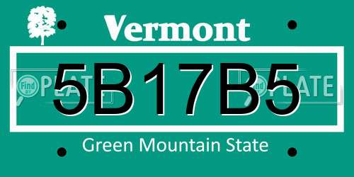 5B17B5 Vermont License Plate
