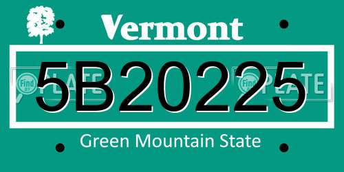 5B20225 Vermont License Plate