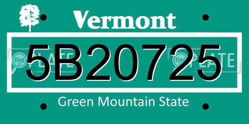 5B20725 Vermont License Plate