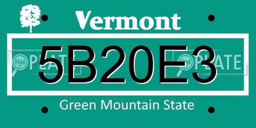 5B20E3 Vermont License Plate