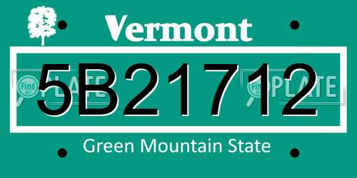 5B21712 Vermont License Plate